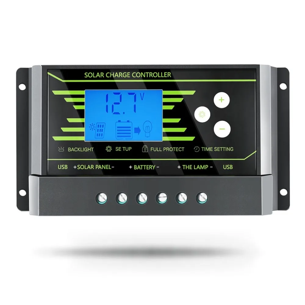 

Y-SOLAR PWM Solar Controller 24V/12V 10A Back-light LCD Dual USB Solar Charge Regulator with Load Light & Timer Control