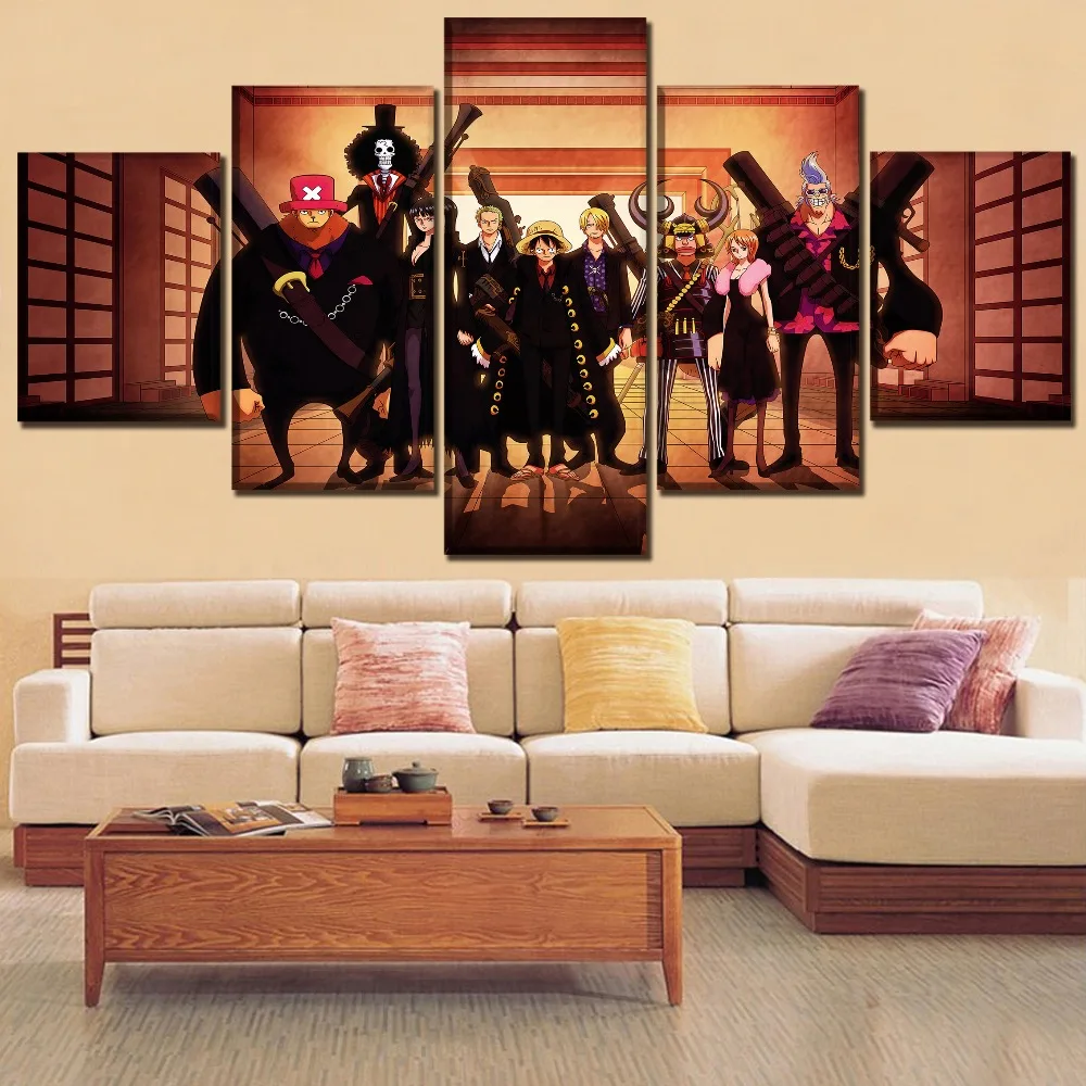 

The straw hat Pirates ONE PIECE Anime 5 Pieces Paintings Canvas Wall Art Modern Home Canvas Wall Art Home Decor Living Room