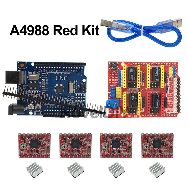 Плата расширения для ЧПУ щит V3 V3.0 + UNO R3 с usb Arduino 4 шт. Драйвер шагового двигателя