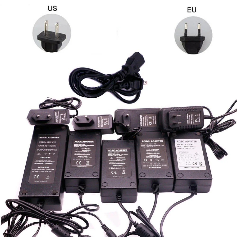 DC Мощность адаптер питания Зарядное устройство Адаптер 5В 9В 12В 24В/1A 2A 3A 5A 6A 8A 10A ЕС/штепсельная вилка американского стандарта 110-220 V-12 V для Светодиодные ленты светильник