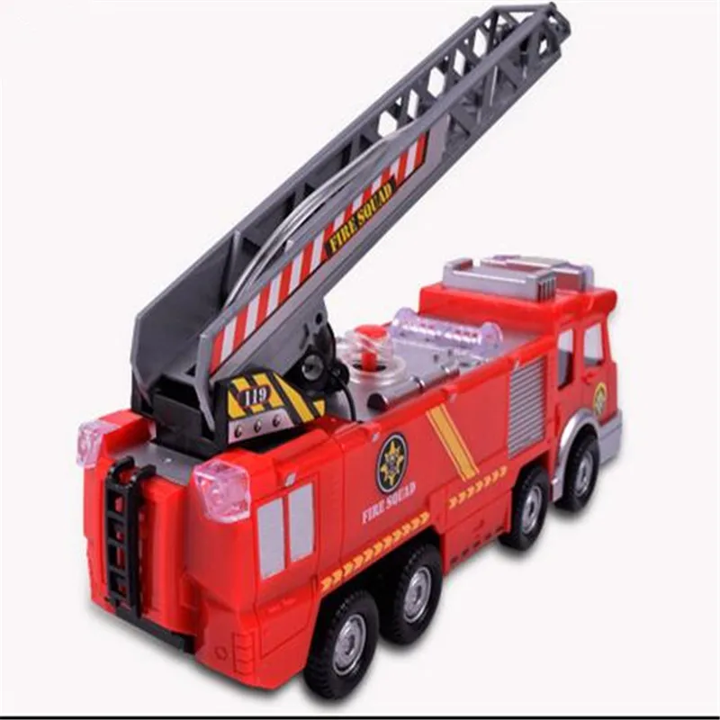 Electric Fire Truck Extending Ladder  Flashing Lights  Sirens with Water Pump Hose to Shoot Water Bump (4)