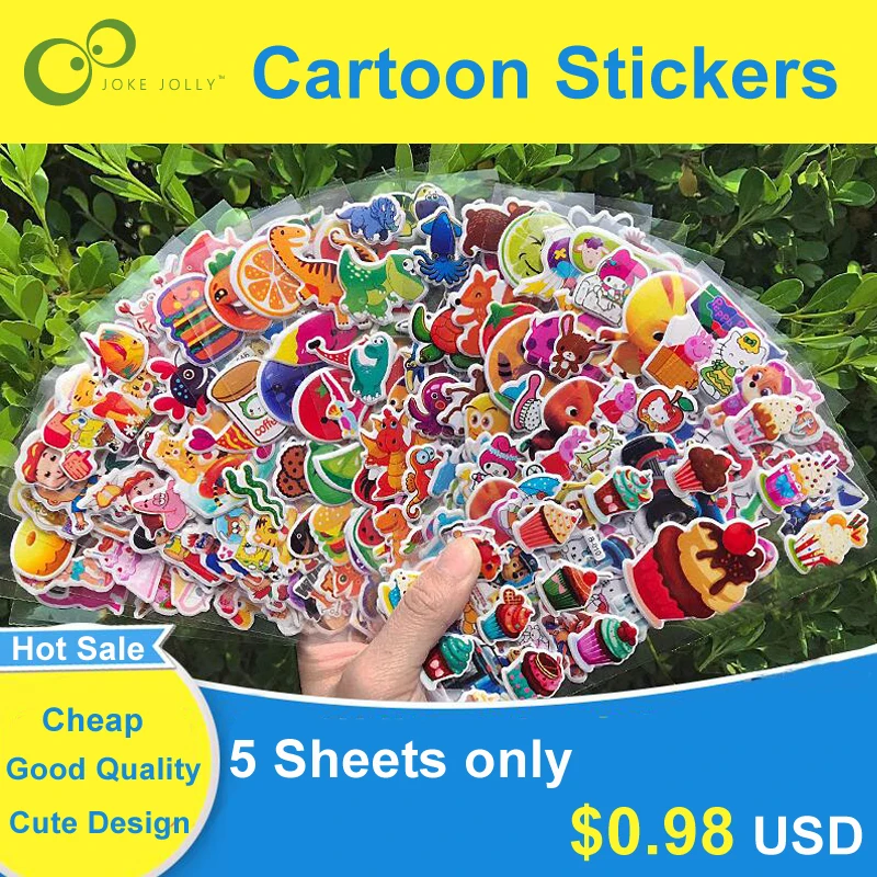 

5 Sheets 3D Puffy Bubble Stickers Mixed Cartoon Animals Cars Princess Waterpoof DIY Children Kids Boy Girl Toy Hot Sale GYH