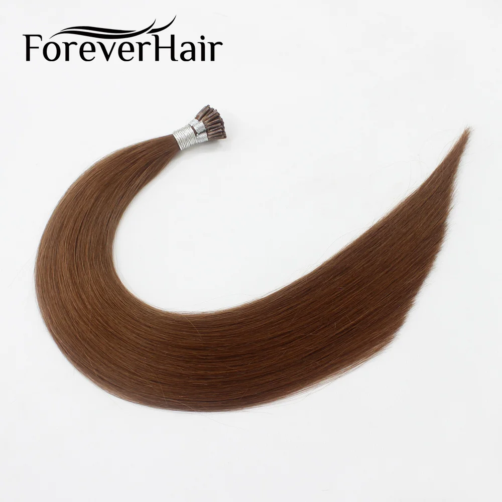 FOREVER HAIR 0,8 г/локон 2" Remy Предварительно скрепленные человеческие волосы для наращивания Средний коричневый#6 европейские натуральные волосы наращивание волос I Tip 40g - Цвет: #6