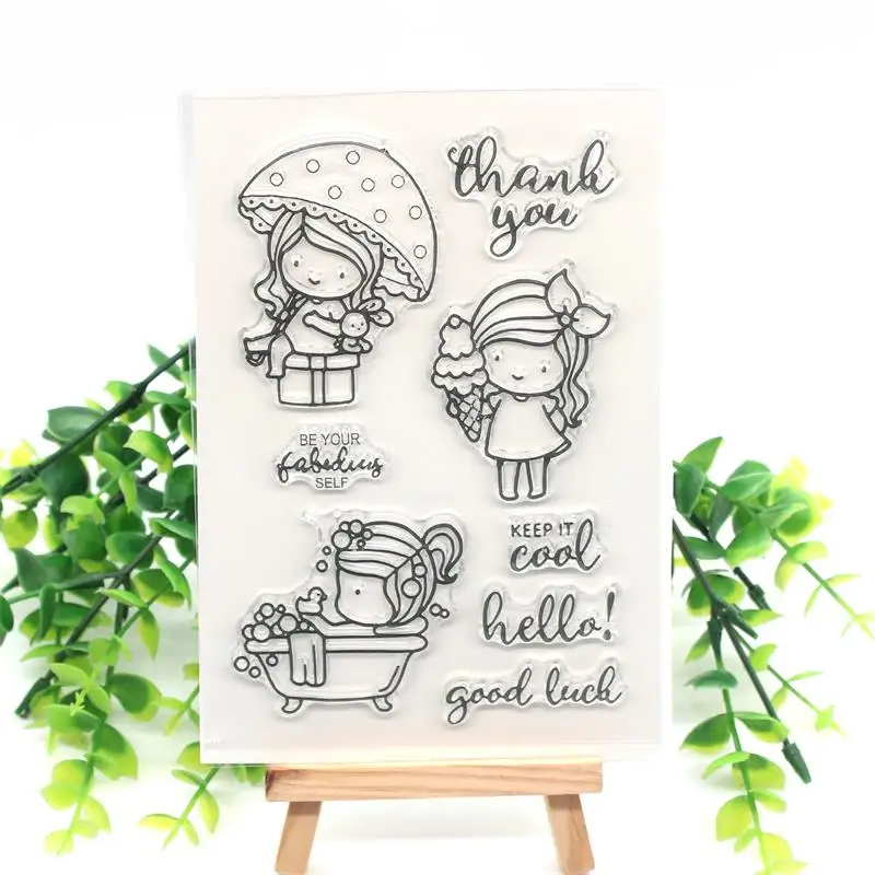 

YPP CRAFT Cute girl Transparent Clear Silicone Stamp/Seal for DIY scrapbooking/photo album Decorative clear stamp sheets