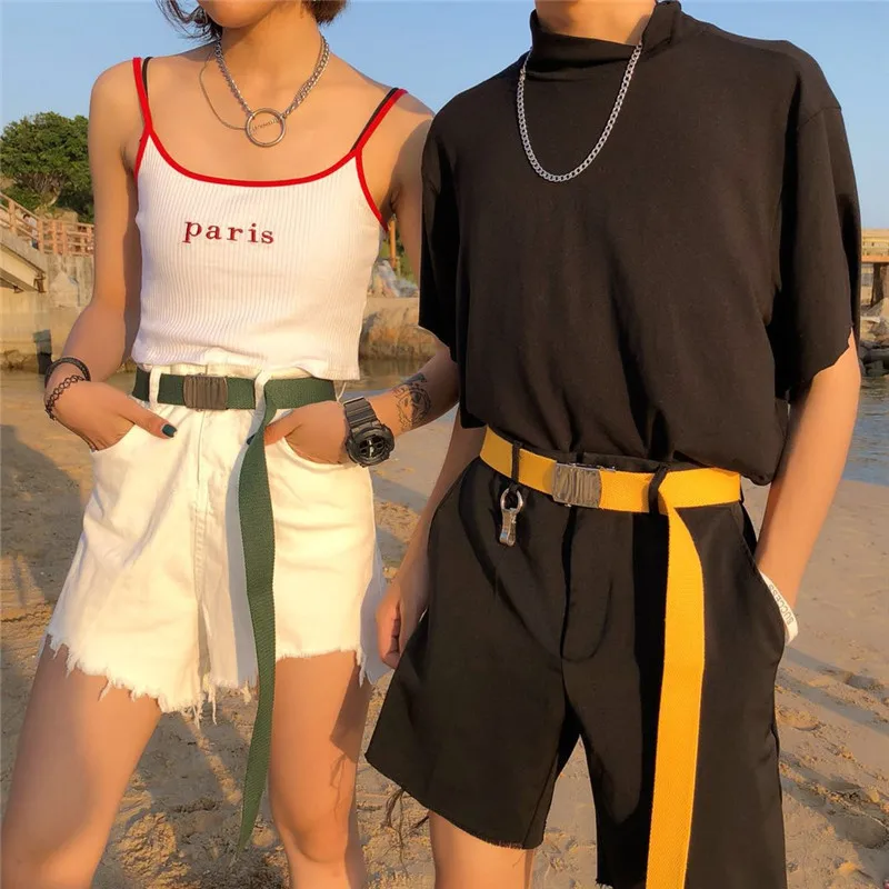 

Korean Japan Streetwear Candy Solid Color Long Canvas Vintage Waist Belt Women Men Pretty College Student Casual Adjustable Band