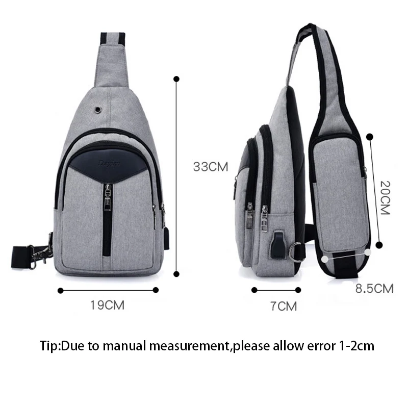 Anti Theft Men Backpack Canvas USB Rechargeable Chest Bag Headphone Hole Teenager Single Shoulder Boy Bag Sac A Dos Homme BP0212 (22)