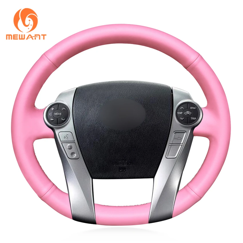 MEWANT Pink Artificial Leather Car Steering Wheel Cover for Toyota