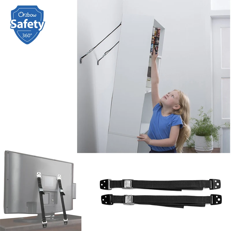 2pcs Baby Safety Lock Children Flat TV Proof Tip Straps Baby Security
