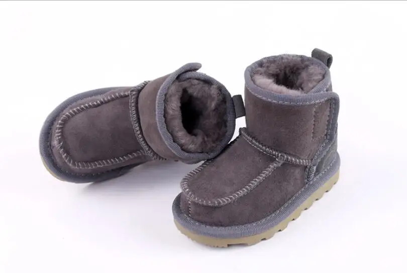 Детские зимние ботинки для мальчиков и девочек; детские зимние ботинки из овчины; обувь на натуральном меху; детская обувь из натуральной кожи; австралийская обувь