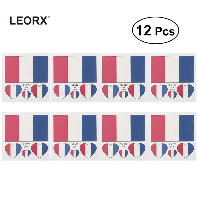 

12 Pcs Country Flag Tattoo Stickers Fashion Sports Body Face Art Tattoo Decals for Football Festival (France)