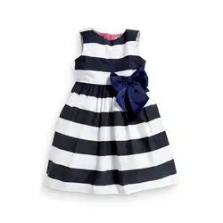 Детское платье для маленьких девочек без рукавов в полоску Мода бантом Платье-пачка