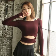 Женская футболка с длинными рукавами для занятий йогой, осенняя новая дышащая Спортивная одежда для тренировок, размеры s, m, l