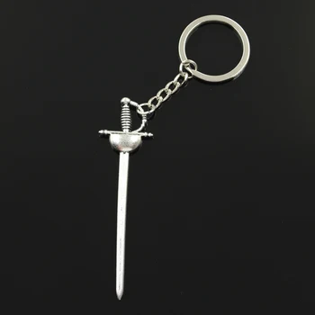 

Fashion 30mm Key Ring Metal Key Chain Keychain Jewelry Antique Silver Color Plated Western Sword Fencing 85x24mm Pendant