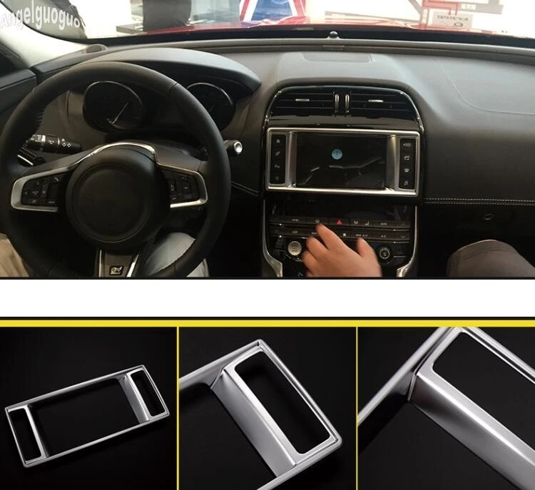 angelguoguo ABS chrome Car Control Panel GPS Screen Frame Decoration Cover Car-styling For Jaguar XF XE F-PACE Upgrade Accessory