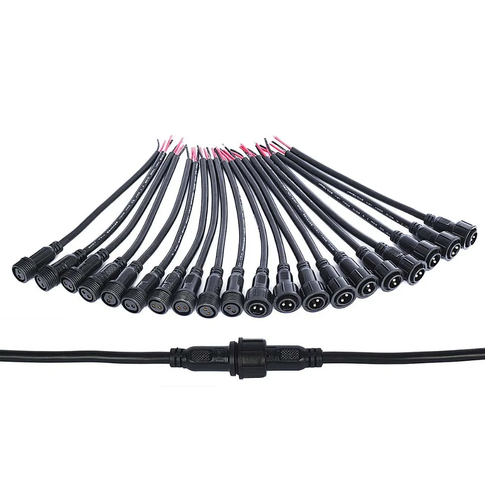 10 пар 2 3 4 5Pin черный Pigtail пластик водонепроницаемый IP65 LED разъем Мужской Женский 40