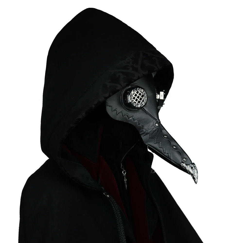 Стимпанк новое обновление искусственная кожа чума доктор маски косплей белый и черный птица длинный клюв маски Хэллоуин карнавальные костюмы