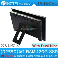 All in one desktop pc with 5 wire Gtouch 15 inch LED touch 4G RAM 120G SSD Dual 1000Mbps Nics