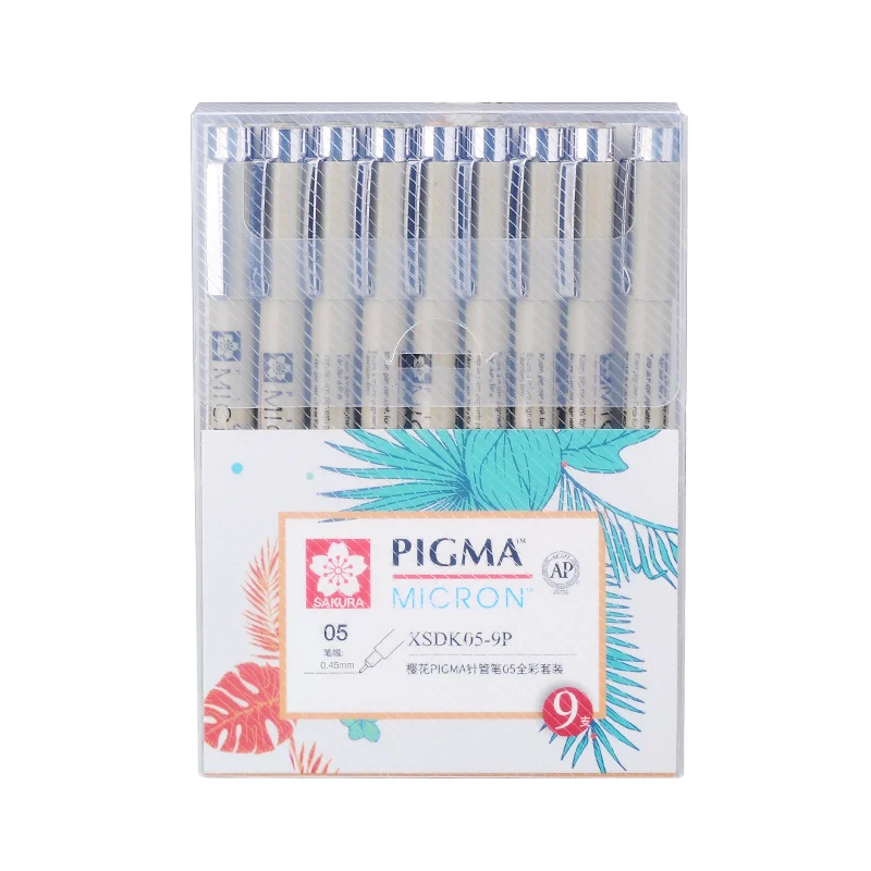 9 разных цветов Pigma Micron 05 0,45 мм линия для рисования иглы ручка водонепроницаемый эскиз искусство маркер для манги мультфильм Fineliner набор художника