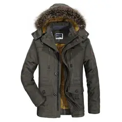 Зимняя куртка в стиле милитари Мужская ветровка Толстая длинная хлопковая стеганая куртка пальто Мужская меховая парка пальто 5XL 6XL Jaqueta