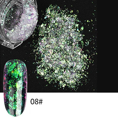 2 мл пигмент для ногтей, порошок, Звездный лазер, блеск, хромированный порошок, зеркальный порошок для дизайна ногтей - Цвет: 08