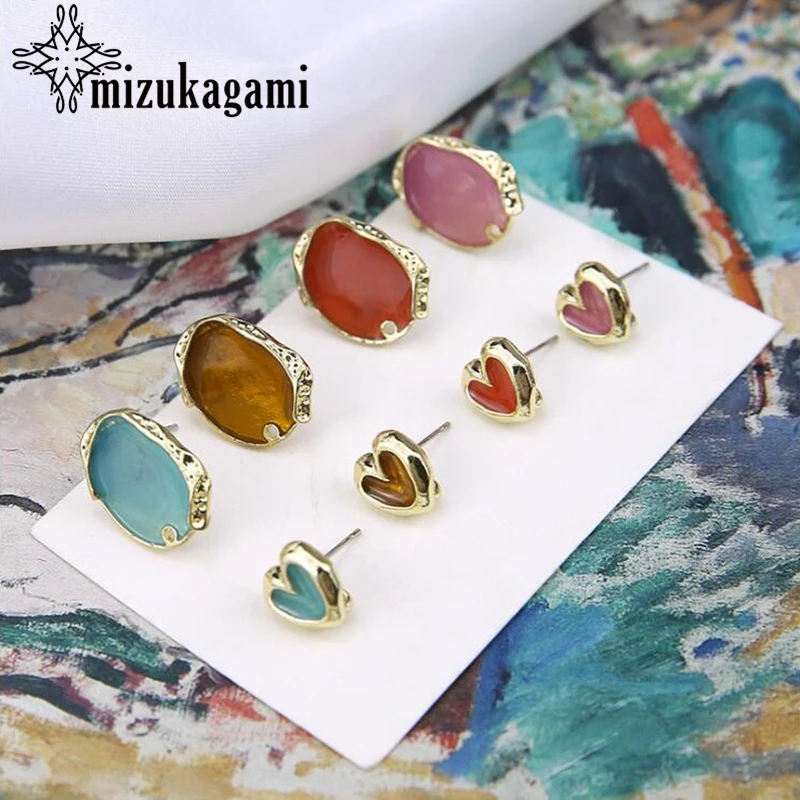 

6pcs/lot Alloy Oil Drop Irregular Elliptical Loving Ear Nails For Drop Earrings Jewelry Making Accessories