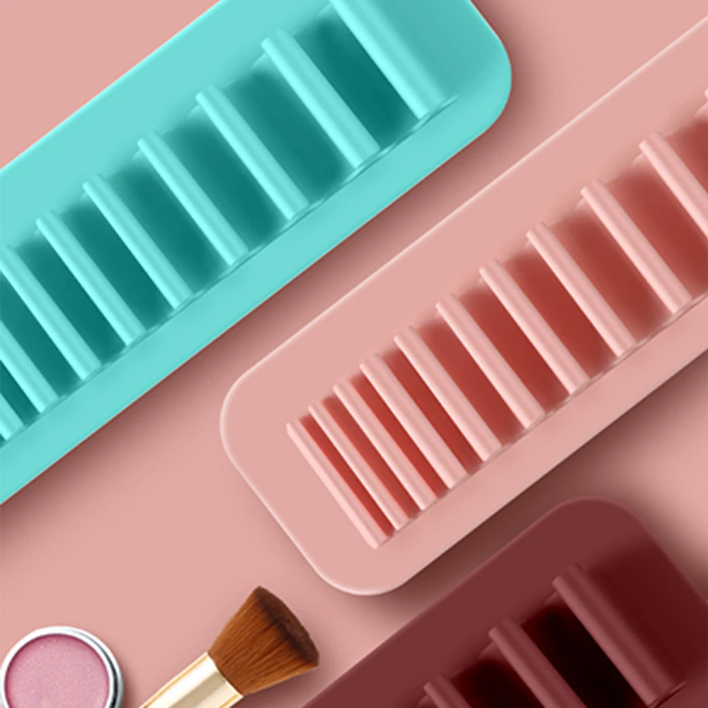Silicone Toothbrush Rack Makeup Brush Organizer Air Drying Storage Rack 4