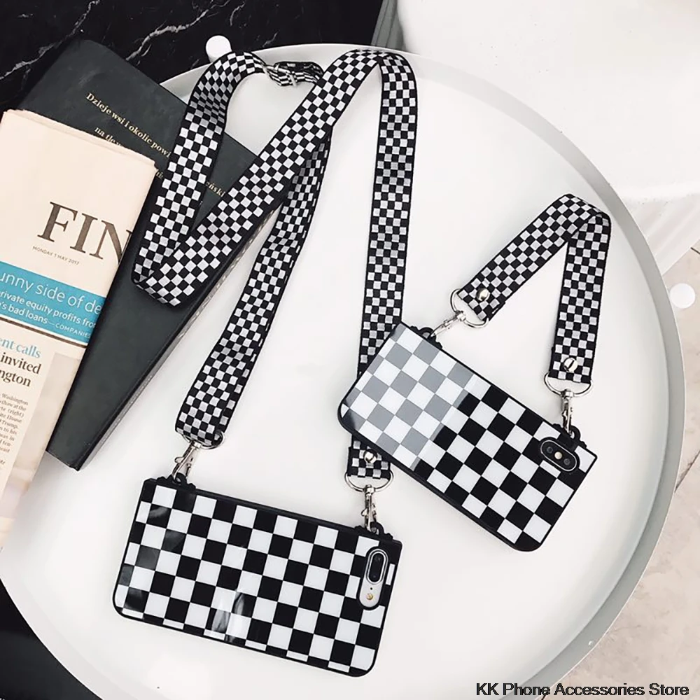 

Fashion Women Crossbody Case For iPhone X 10 XR XS Max 6 6s Soft Silicone & Acrylic Handbag Phone Cover For iPhone 6 6s 7 8 Plus