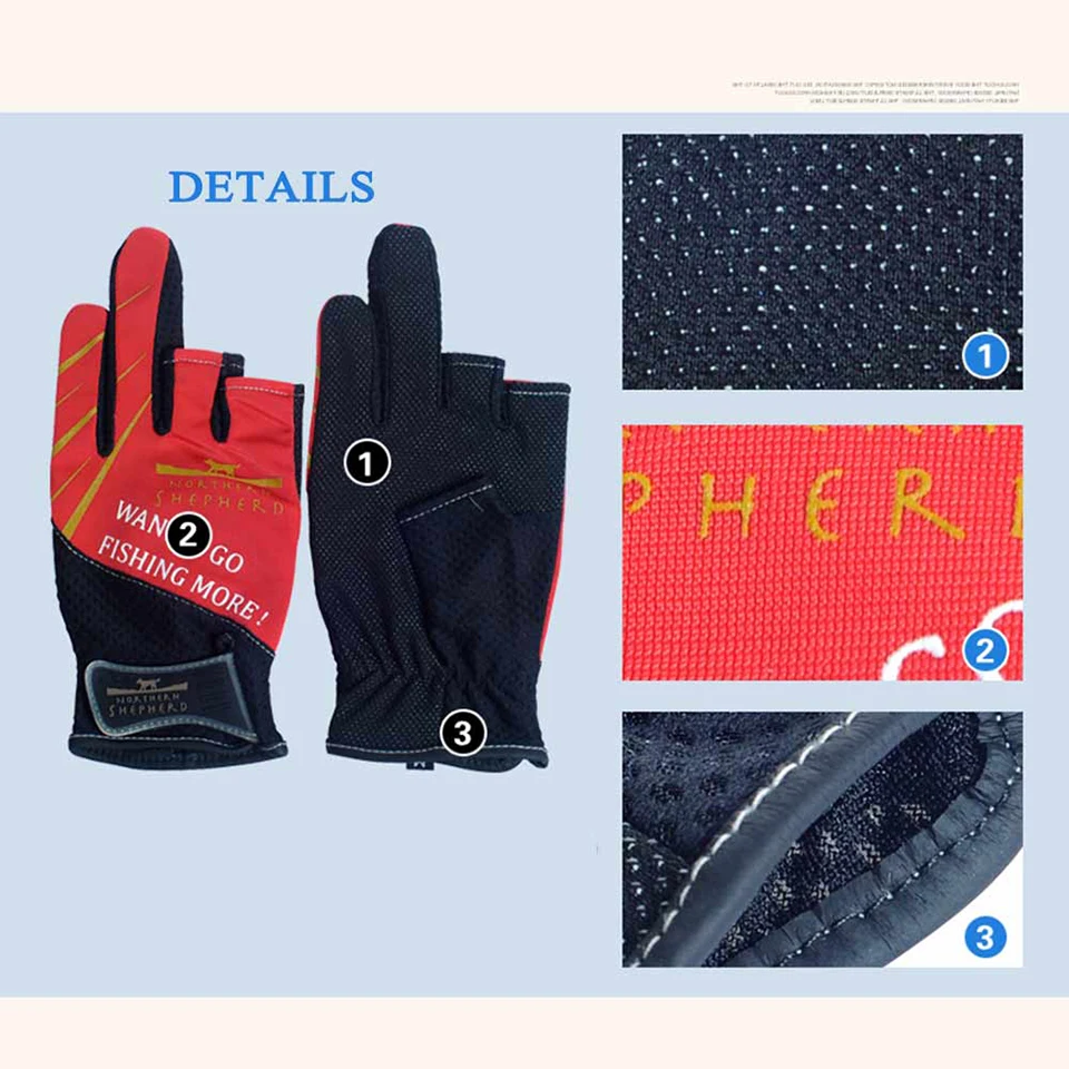 Нескользящие дышащие рыболовные перчатки M/L/XL без пальцев с 3 разрезами для