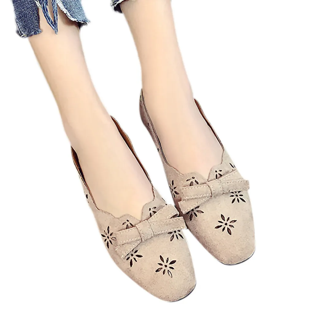 

Spring And Autumn Women's Solid Butterfly Knot Square Toe Shoes Flat Heel Loafers Doug Comfortable Shoes Shallow Single Shoes 10