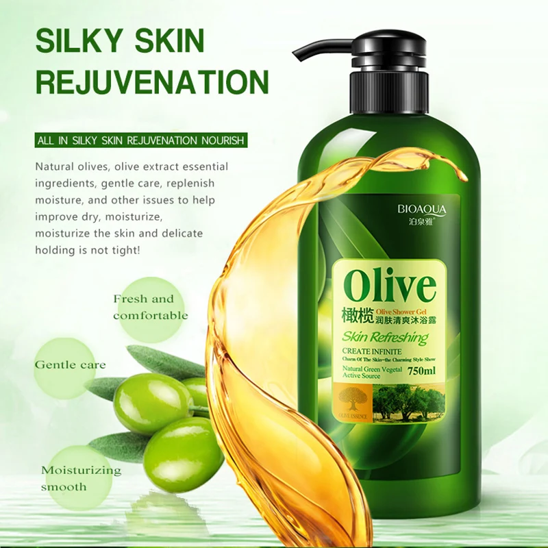 Beli BIOAQUA 750 ml Zaitun Menyegarkan Pelembab Shower Gel Pembersih Exfoliator Smoothing Hydrating tahan lama Aroma Tubuh Mencuci