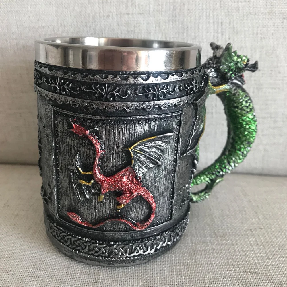 

450ML 3D Water Coffee Tea Bottle mug Milk Beer Mug Double Wall Stainless Steel Resin Drinking Creative personality Gift mug SY8