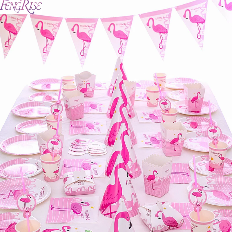 FENGRISE Гавайи участник Luau Розовый фламинго вечерние Декор Бумага Салфетка под тарелку кружку День рождения летняя Гавайская Гавайский вечерние поставки