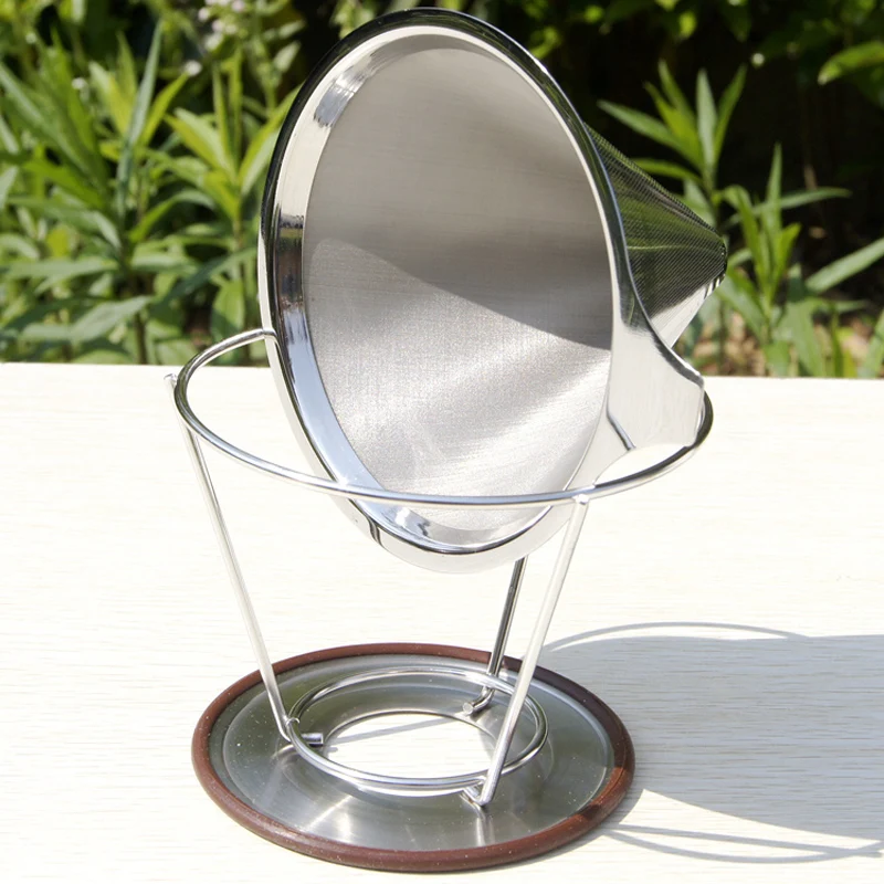 Stainless Steel Coffee Filter Dripper Pour Over Coffee Maker Drip Reusable Paperless Coffee Filter Basket Holder Coffee Tools (9)