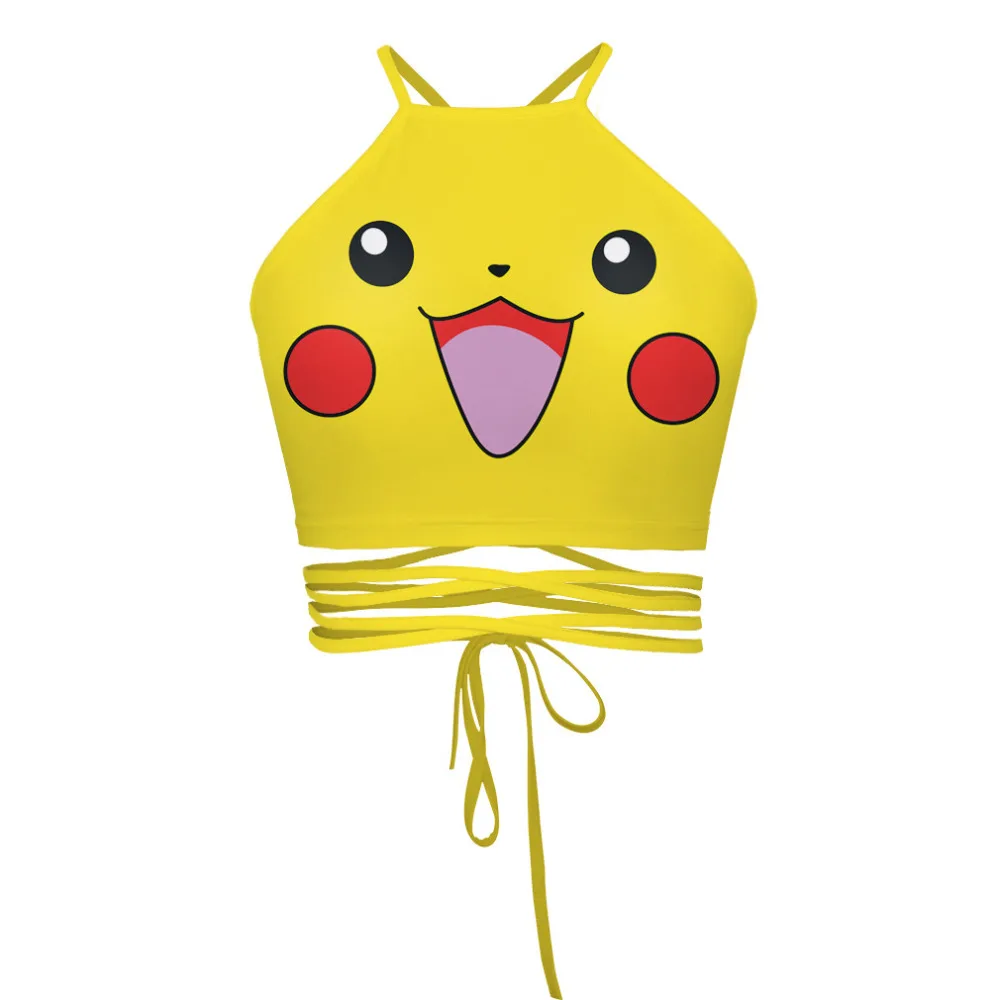 Musim Panas Pokemon Pikachu Perban Wapped Dada Tops Gadis Muda