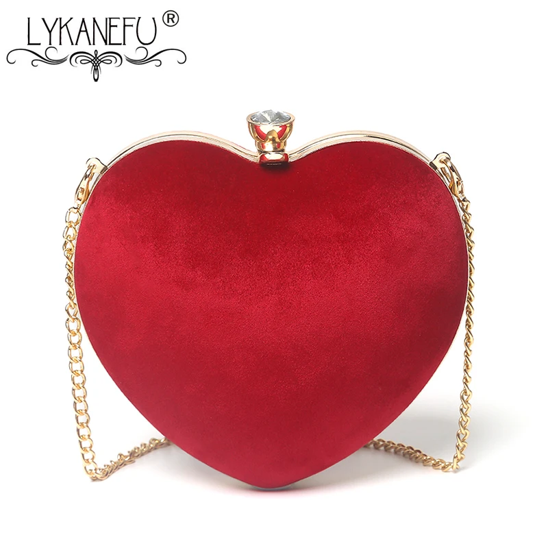 LYKANEFU Heart Shaped Evening Bag Clutch Purse for Phone Women Wedding