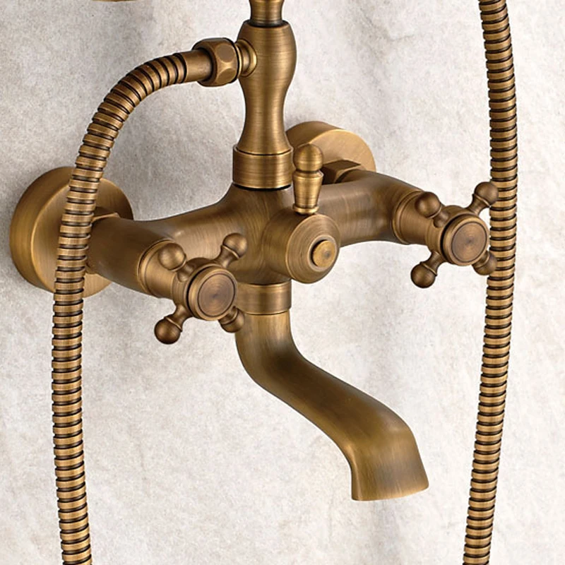 Suguword античный латунный кран для ванны горячий и холодный переключатель с ванной кран настенный смеситель тел Форма кран