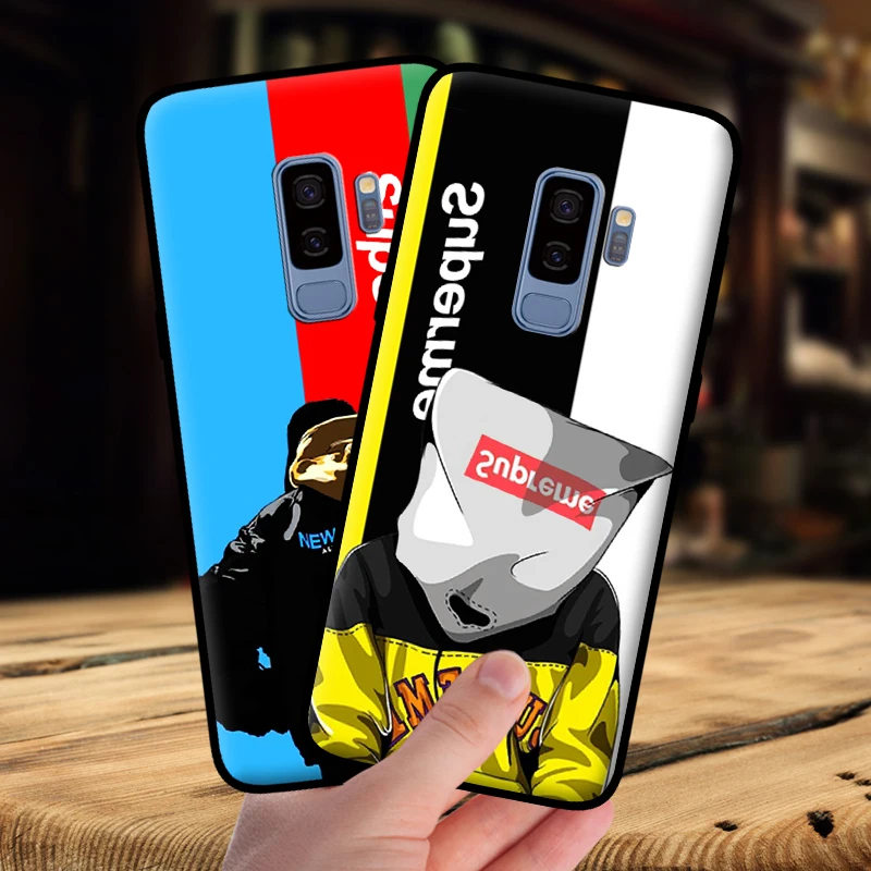 

Mosirui for Samsung Galaxy s6 s7 s8 s9+ plus case trend soft Silicone shell black Half-wrapped Matte Phone Case Protective Shell