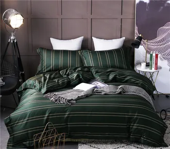 

4Pcs Luxury egyptian Cotton Bedding set Queen King size stripe Bed set Duvet cover Bedsheet Bedlinen Pillowcase
