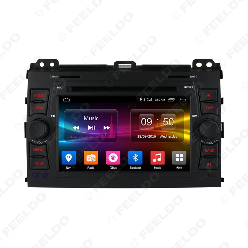 Perfect FEELDO 7"  Android 6.0 (64bit) 2G/32G/4G Octa Core Car DDR3 2G/4G LTE DVD GPS Radio Head Unit For Toyota Prado/Land Cruiser120 1
