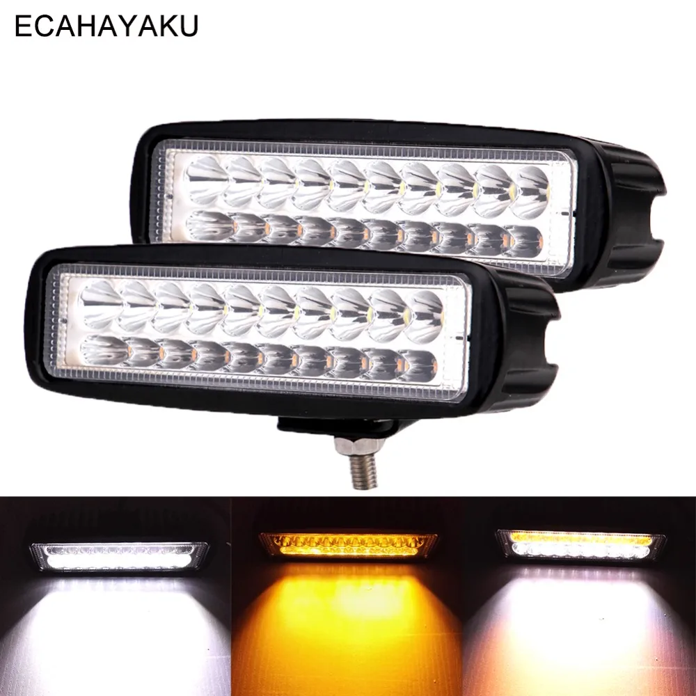 

ECAHAYAKU 2Pcs 6inch Car Led Work Light 3000K 6000K Dual Colors 60W 12V 24V Led Bar Lamp for Off Road 4x4 SUV Truck Trailer Boat