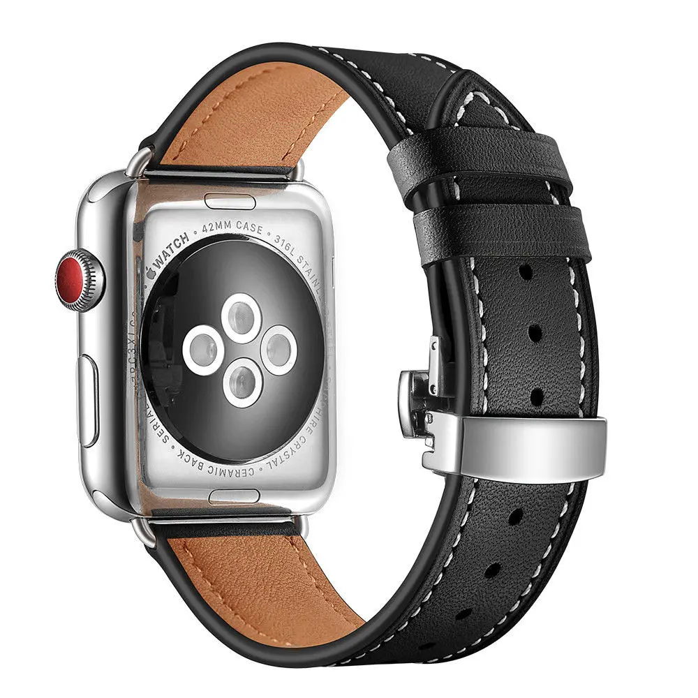 Кожаный ремешок для Apple Watch Band 44 мм/40 мм/42 мм/38 мм браслет iWatch Series SE 6 5 4 3