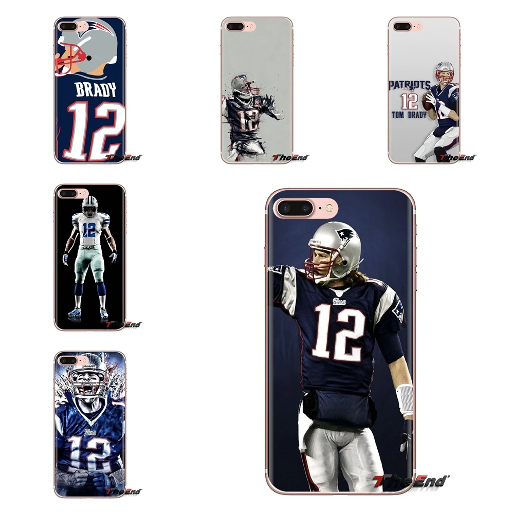 

For iPod Touch Apple iPhone 4 4S 5 5S SE 5C 6 6S 7 8 X XR XS Plus MAX Tom Brady 12 Flexible Transparent Soft Shell Covers