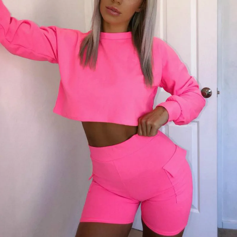

Women's 2pcs Outfits Long Sleeve Crop Top Pants Set Casual Jumpsuit Tracksuit Outfits Clothing