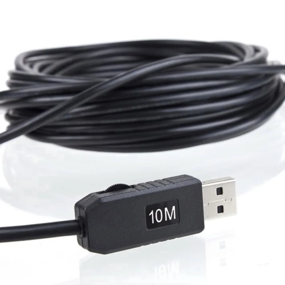 Мини-камера 10 мм USB эндоскоп объектив 10 м длина Водонепроницаемый IP67 ПК бороскоп инспекция Cmos змея видео камера ночное видение Windows