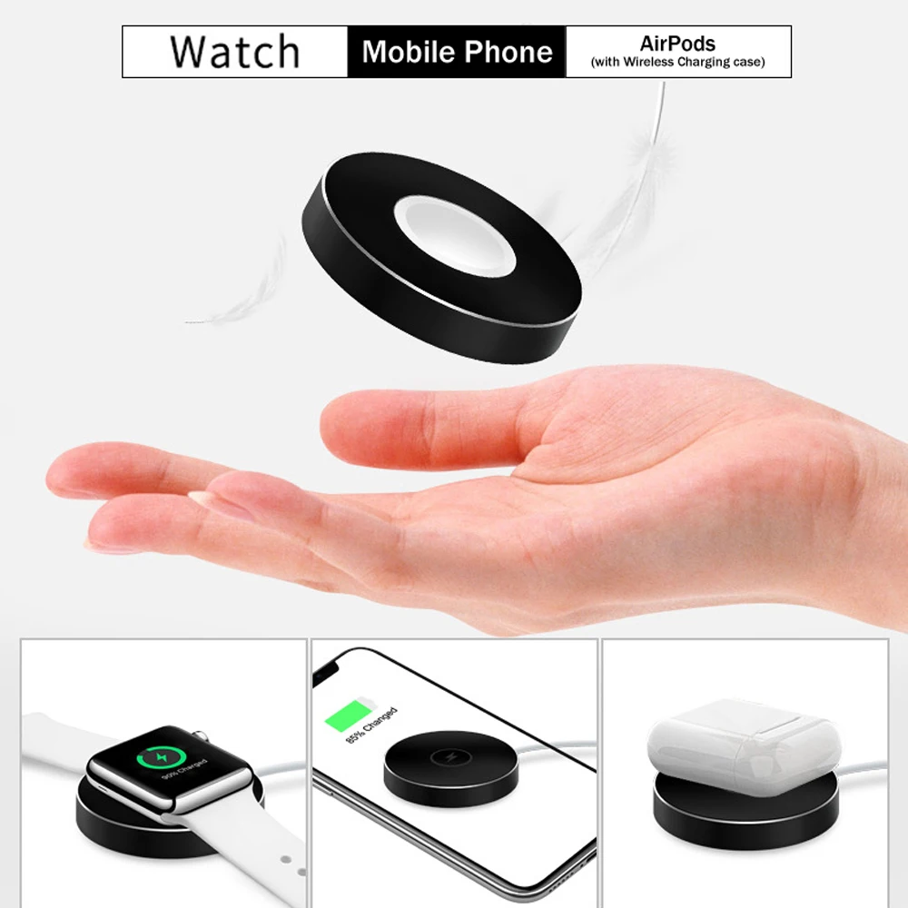 

2 IN 1 Mini QI Fast Wireless Charger Pad for Apple Watch 1 2 3 4 Series AirPods iPhone 8 Plus X XR XS Max Wireless Charging Dock