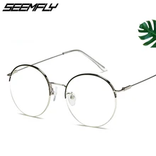 Seemfly ретро металлические круглые очки, оправа для женщин и мужчин, плоские зеркальные очки, оптические очки, черные, серебряные, золотые очки Oculos De Grau