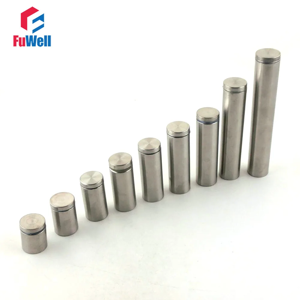 4 Pz 25Mm Di Vetro Standoff 25/30/40/50/60/70/80/ 100/120/150Mm Lunghezza Pubblicità Chiodo A Vite In Acciaio Inox Vetro Standoff Bullone