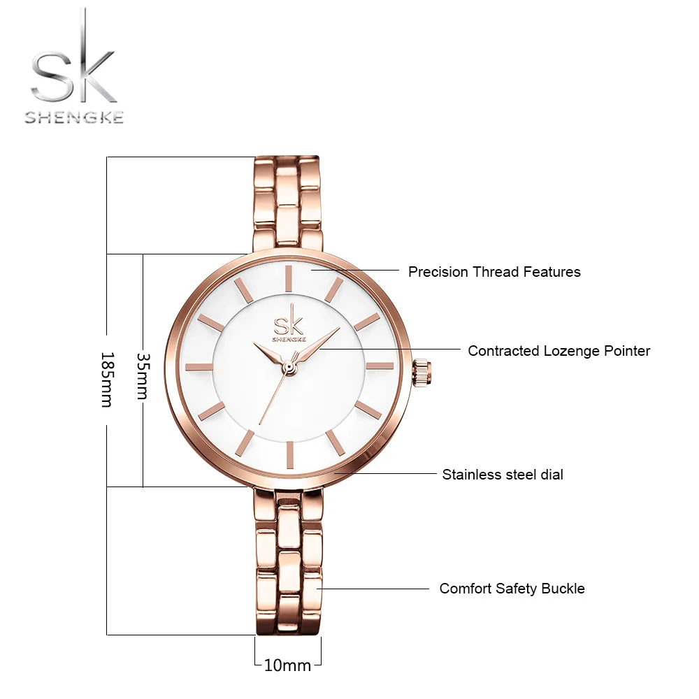 Goedkoop SK Dames Eenvoudige Ronde Dial Rose Gouden Armband Vrouwen Horloges 2017 Top Merk Jurk Quartz Horloge Horloges Vrouwen Montre Femme