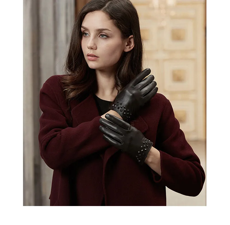 Ladies Women Soft Leather Real 100/% Leather Gloves with lining Driving Winter