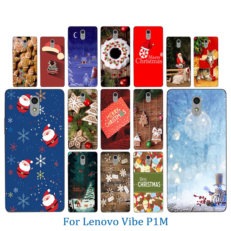 New For Lenovo P1M Vibe Merry X'MAS Pattern Soft Silicon TPU Back Cover Case P1 M a40 Phone |